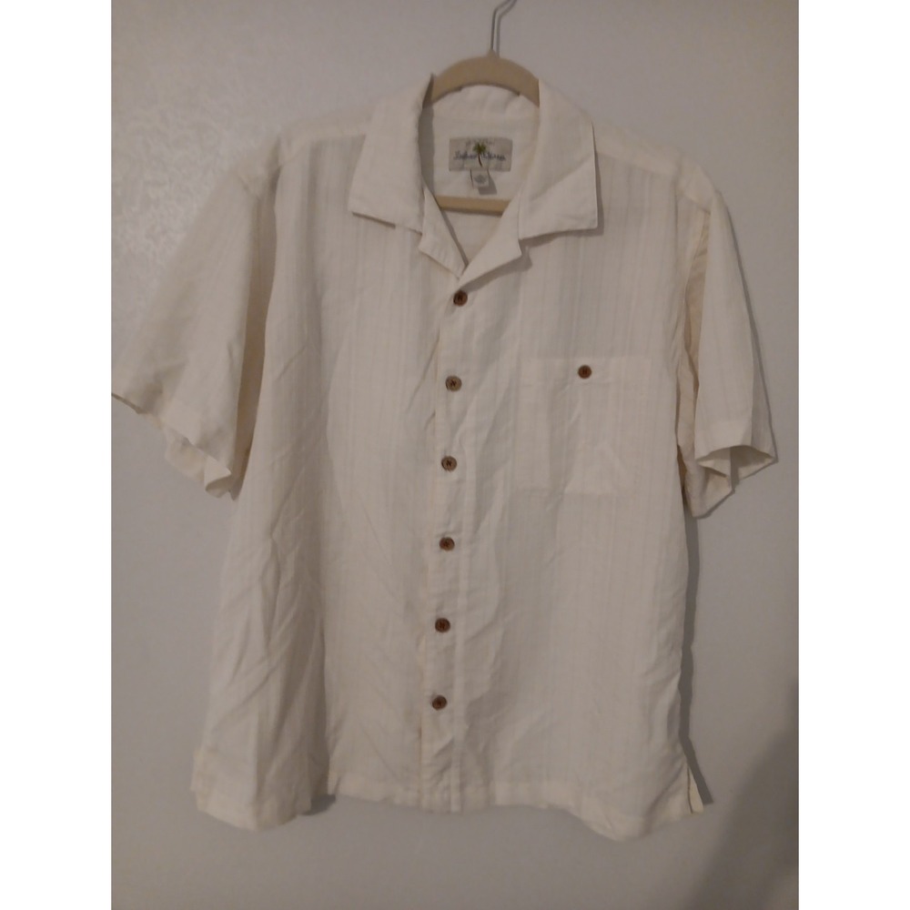 Island‎ Shores Button-up Shirt Men's  Sz. XL Beige   Wooden Buttons Light Weight